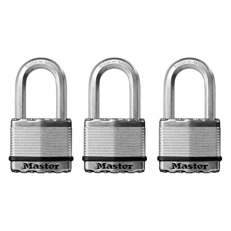 Master Lock Excell™ Laminated Steel 50mm Padlock - 38mm Shackle - Keyed Alike x 3
