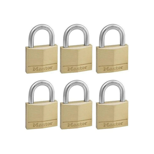 Master Lock Solid Brass 40mm Padlock 4-Pin - Keyed Alike x 6