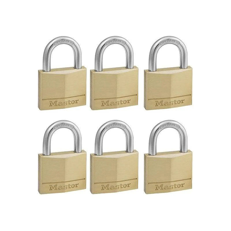 Master Lock Solid Brass 40mm Padlock 4-Pin - Keyed Alike x 6