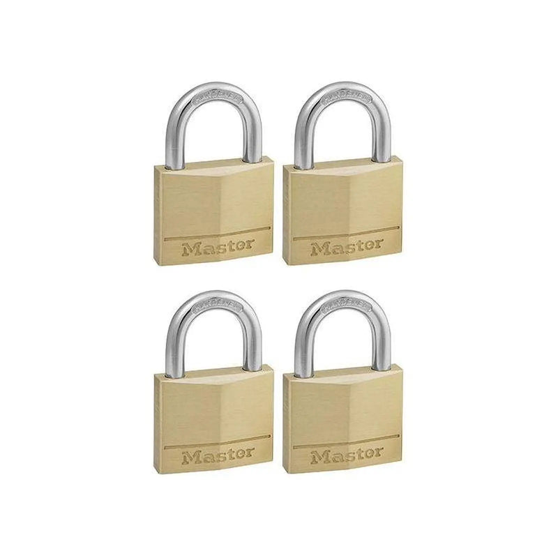 Master Lock Solid Brass 40mm Padlock 4-Pin - Keyed Alike x 4