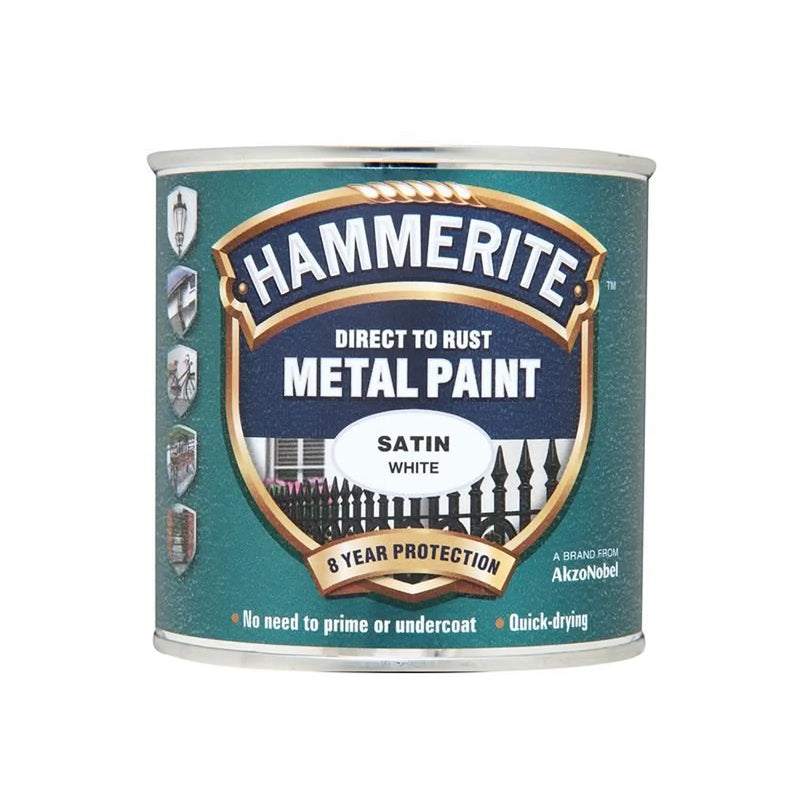 Hammerite Direct to Rust Satin Finish Metal Paint White 250ml