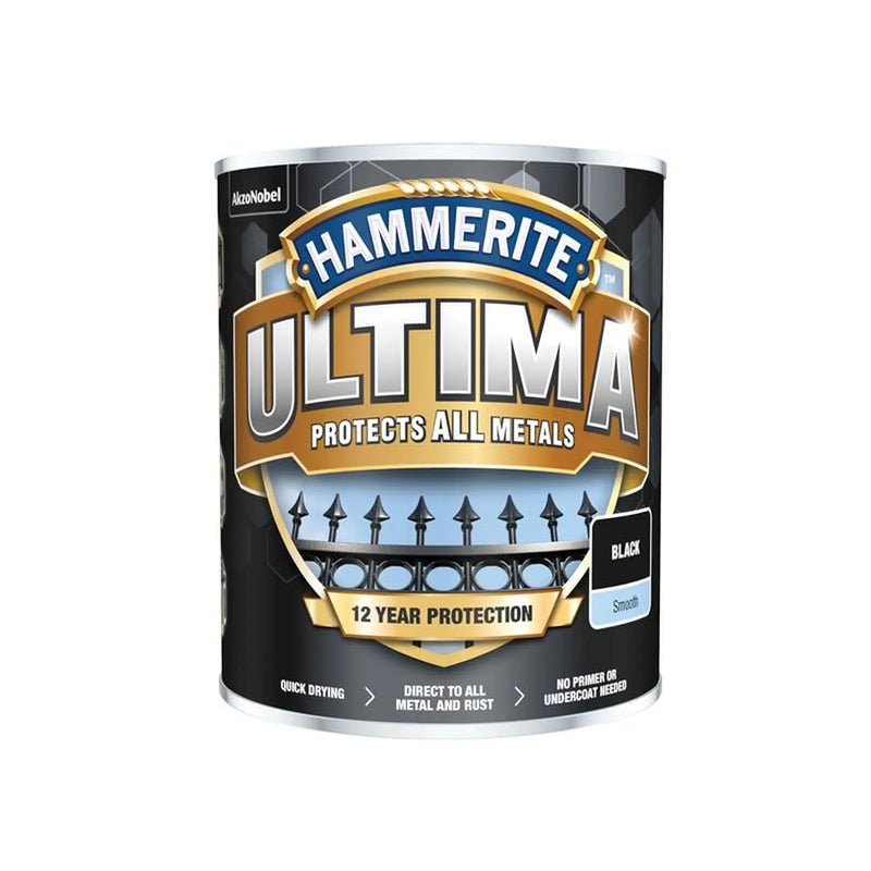 Hammerite Ultima Metal Paint Smooth Black 750ml