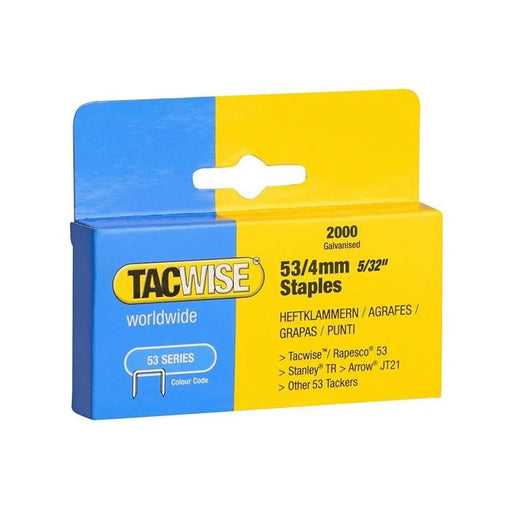 Tacwise 53 Light-Duty Staples 4mm (Type JT21  A)  (Pack 2000)