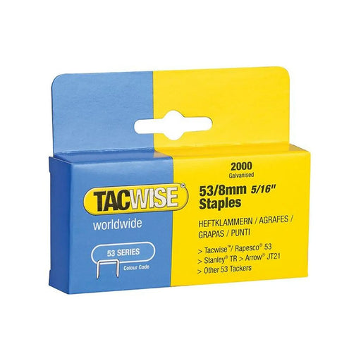 Tacwise 53 Light-Duty Staples 8mm (Type JT21  A) (Pack 2000)