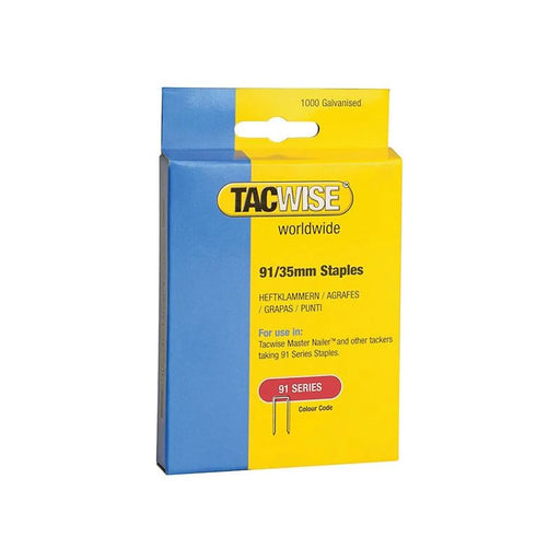 Tacwise 91 Narrow Crown Staples 35mm - Electric Tackers (Pack 1000)