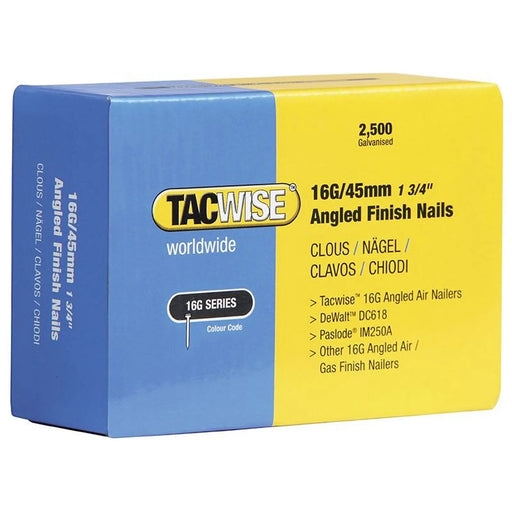 Tacwise 16G Angled Finish Nails 38mm for DC618K (Pack 2500)