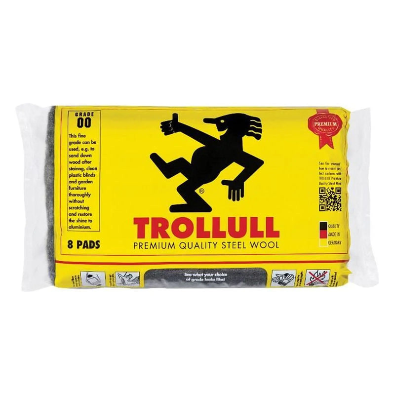 Trollull Extra Large Steel Wool Pads Grade 00 (Pack 8)