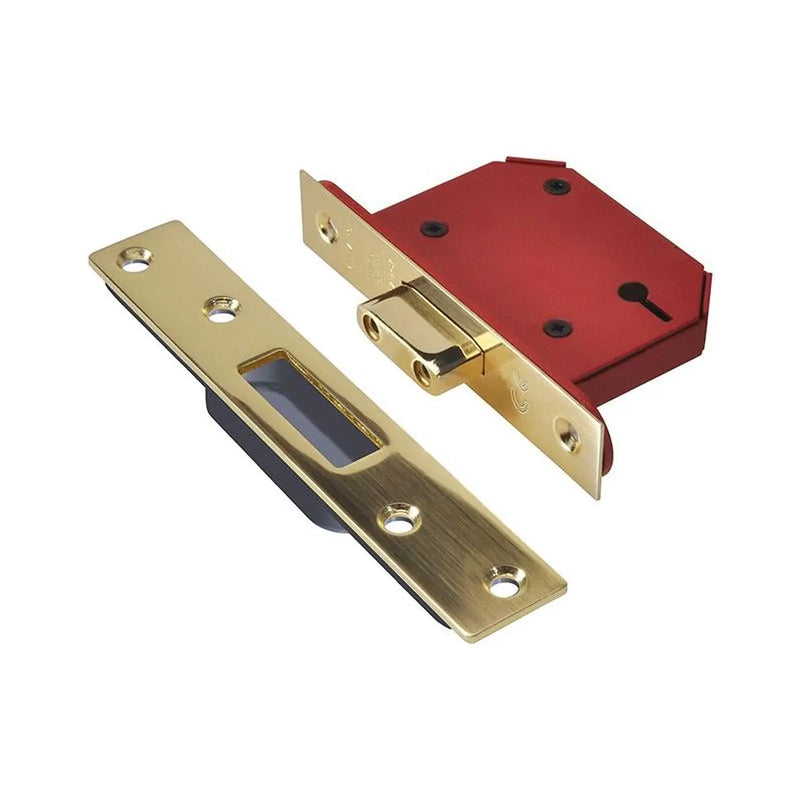 Union StrongBOLT 2103S 3 Lever Mortice Deadlock Polished Brass 68mm 2.5in Visi