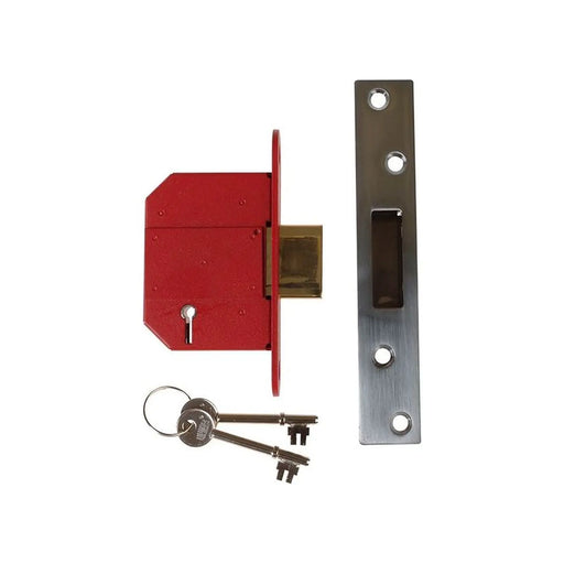 Union StrongBOLT 2100S BS 5 Lever Mortice Deadlock 81mm 3in Satin Chrome Visi