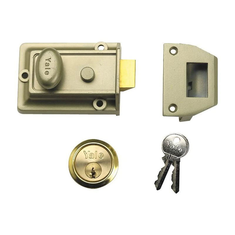 Yale Locks P77 Traditional Nightlatch 60mm Backset Nickel Brass Finish Box