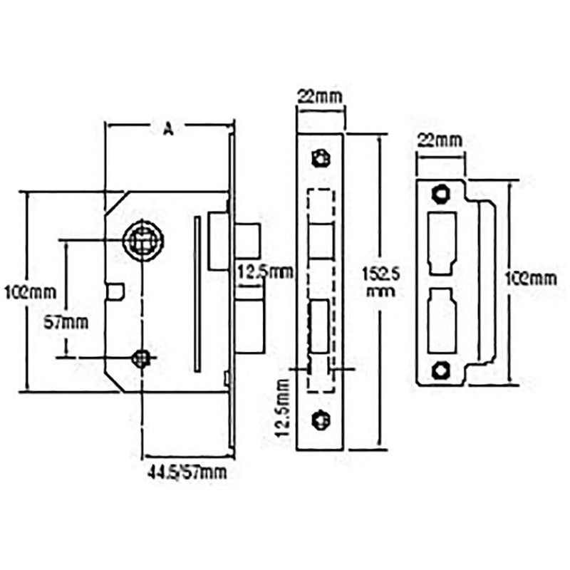 Yale Locks PM236 Bathroom 2 Lever Sashlock Polished Chrome 67mm 2.5in