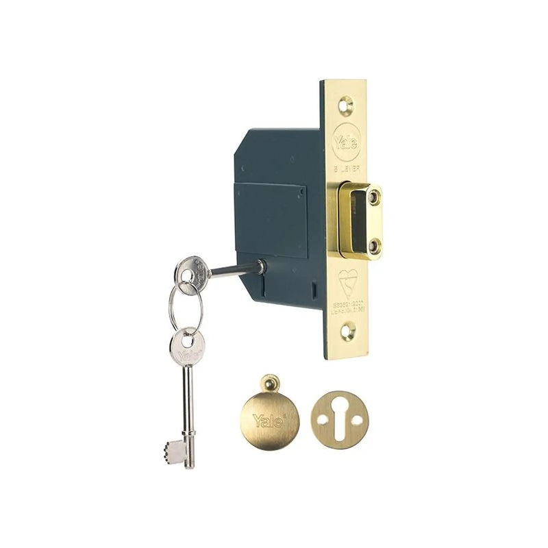 Yale Locks PM562 Hi-Security BS 5 Lever Mortice Deadlock 68mm 2.5in Polished Brass