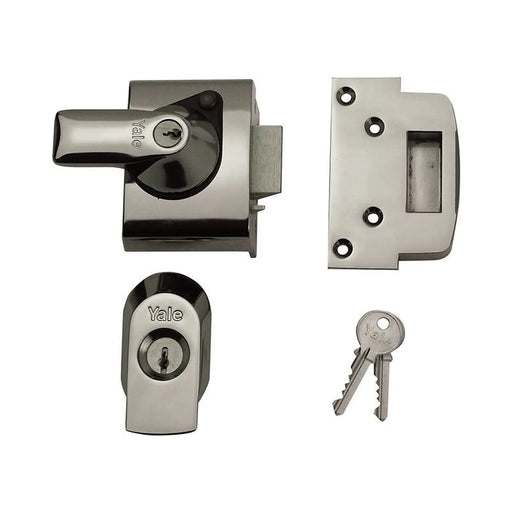 Yale Locks BS2 Nightlatch British Standard Lock 40mm Backset Chrome Finish Visi