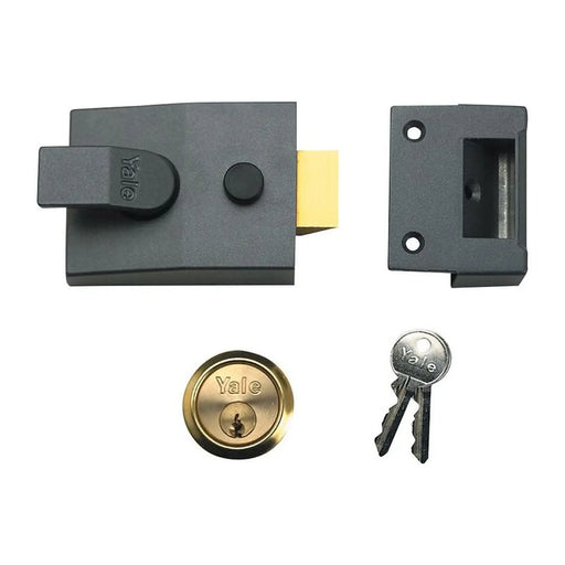 Yale Locks 88 Standard Nightlatch 60mm Backset DMG Finish Satin Chrome Cylinder Box