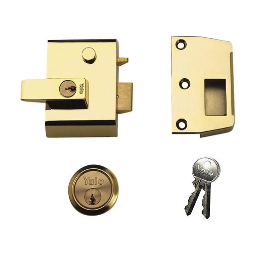 Yale Locks P2 Double Security Nightlatch 40mm Backset Brasslux Finish Visi