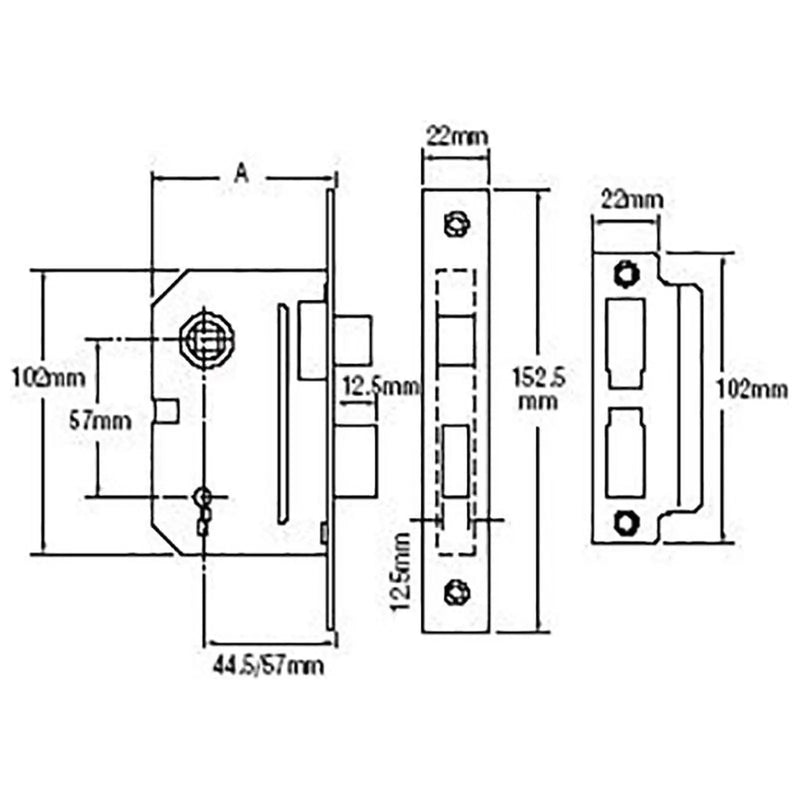 Yale Locks PM246 Internal 2 Lever Mortice Sashlock Polished Chrome 67mm 2.5in