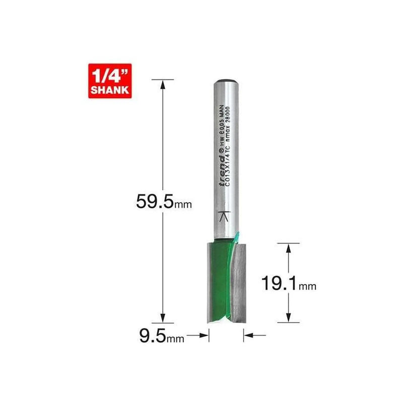 Trend C013 x 1/4 TCT Two Flute Cutter 9.5 x 19.1mm
