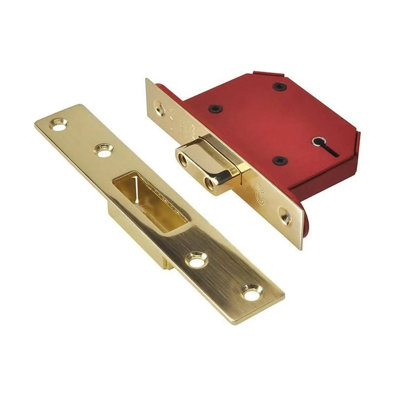 Union StrongBOLT 2105S Polished Brass 5 Lever Mortice Deadlock Visi 68mm 2.5in