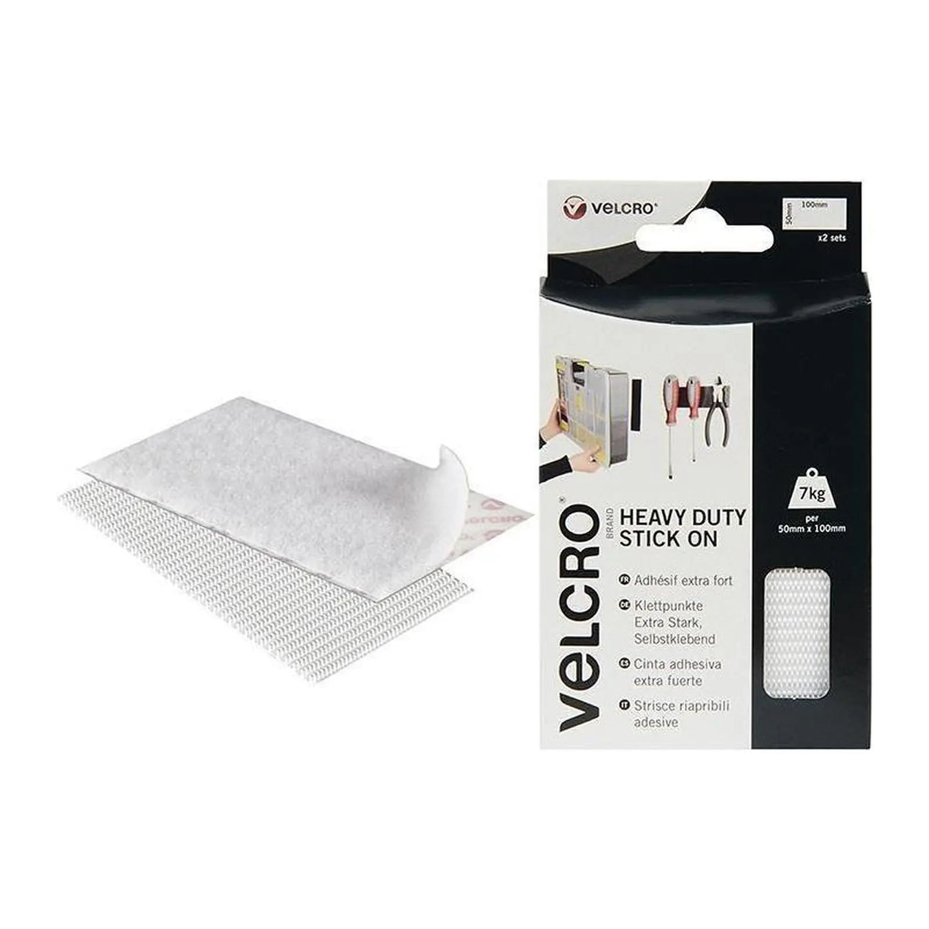 Velcro® Brand VELCRO® Brand Heavy-Duty Stick On Strips (2) 50 x100mm White