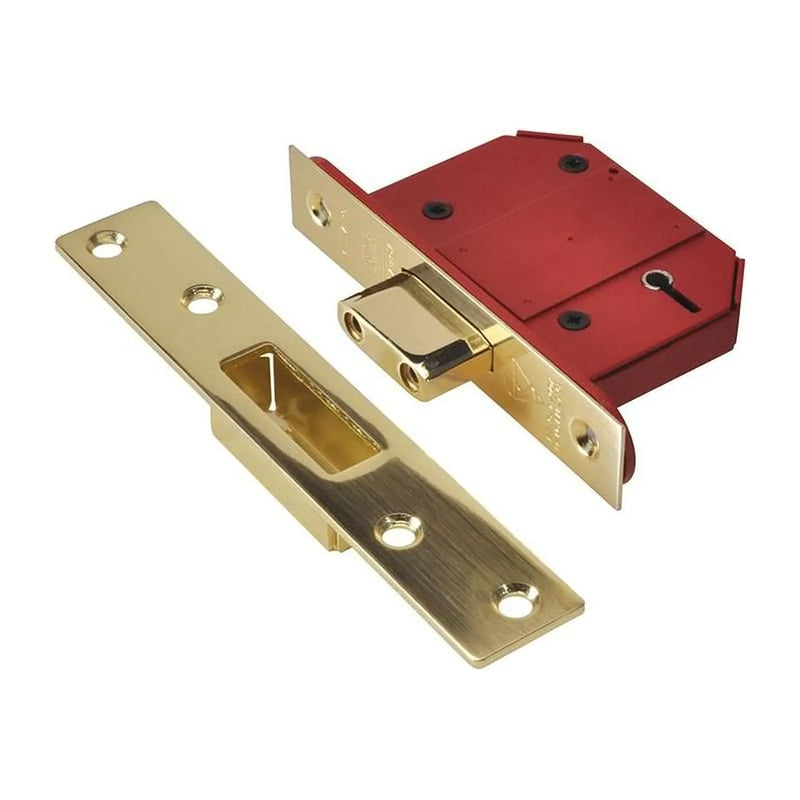 Union StrongBOLT 2100S BS 5 Lever Mortice Deadlock 68mm 2.5in Satin Brass Box