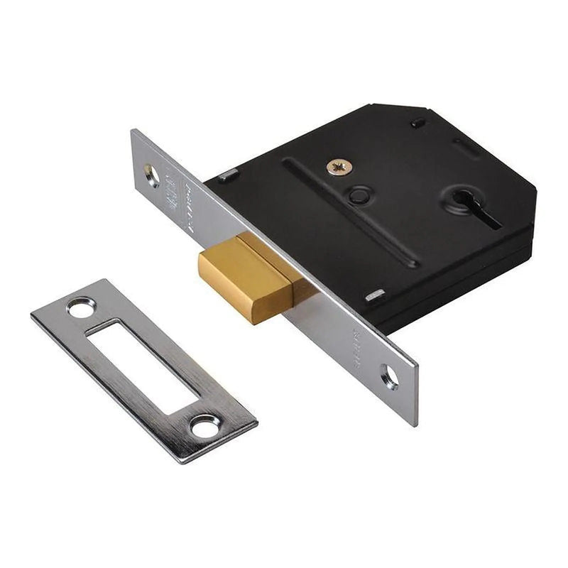 Union ES-DL Essentials 3 Lever Mortice Deadlock Polished Brass 65mm 2.5in Visi