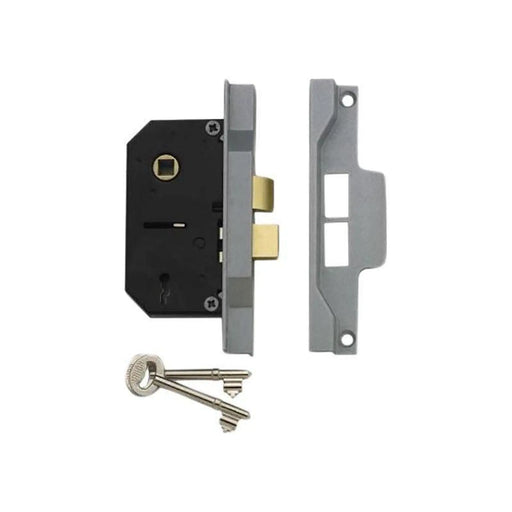 Union 2242 2 Lever Mortice Rebated Sashlock Silver Enamel 65.5mm 2.5in Visi