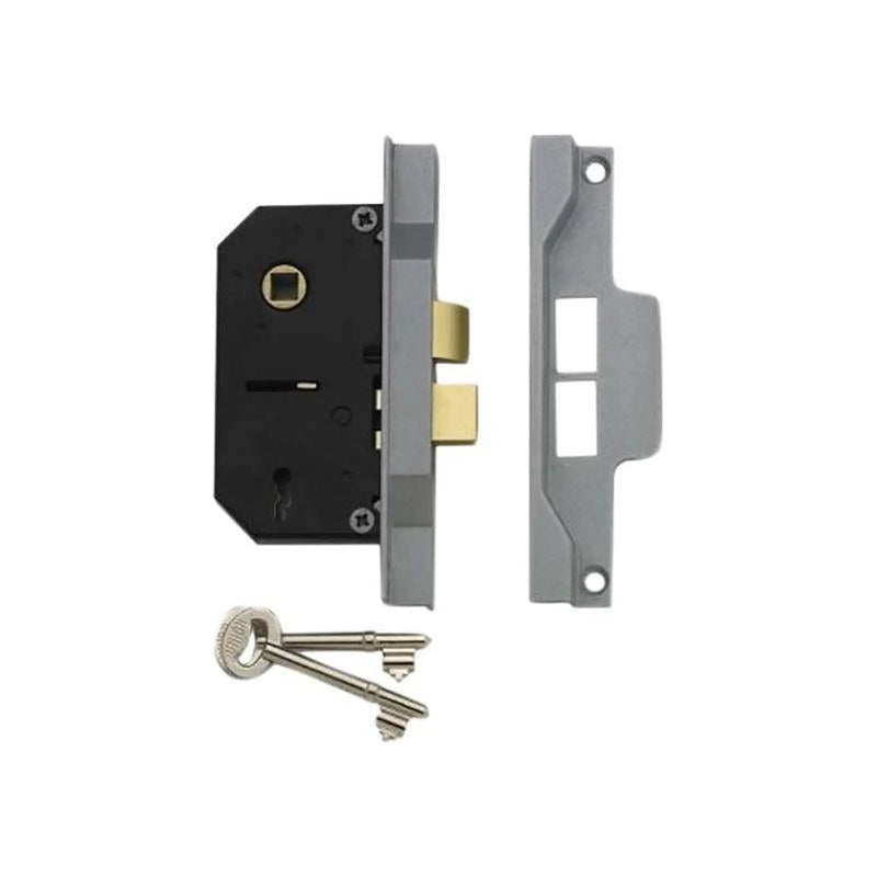 Union 2242 2 Lever Mortice Rebated Sashlock Silver Enamel 65.5mm 2.5in Visi