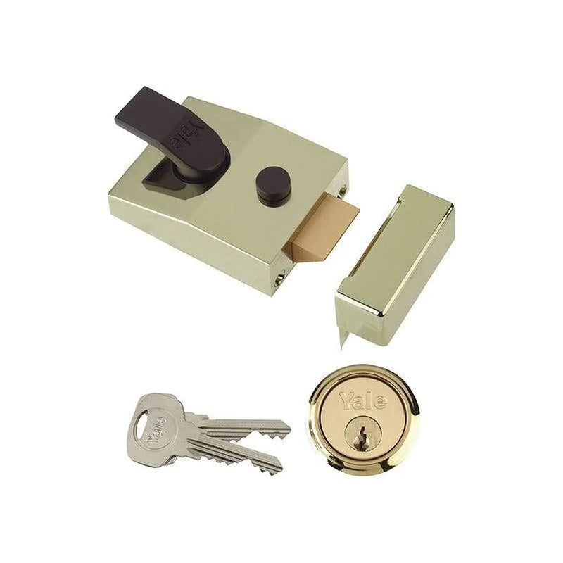 Yale Locks 89 Deadlock Nightlatch 60mm Backset Brasslux Finish Box