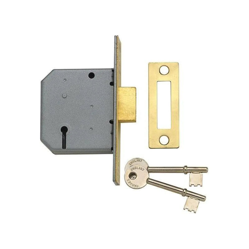 Yale Locks PM322 3 Lever Mortice Deadlock Polished Brass 65mm 2.5in