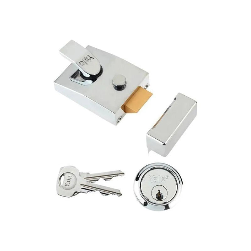 Yale Locks P89 Deadlock Nightlatch 60mm Backset Chrome Finish Visi