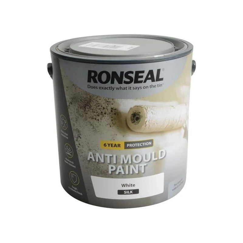 Ronseal 6 Year Anti Mould Paint White Silk 2.5 litre