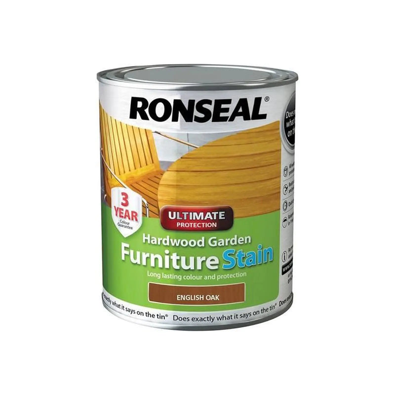 Ronseal Ultimate Protection Hardwood Garden Furniture Stain English Oak 750ml