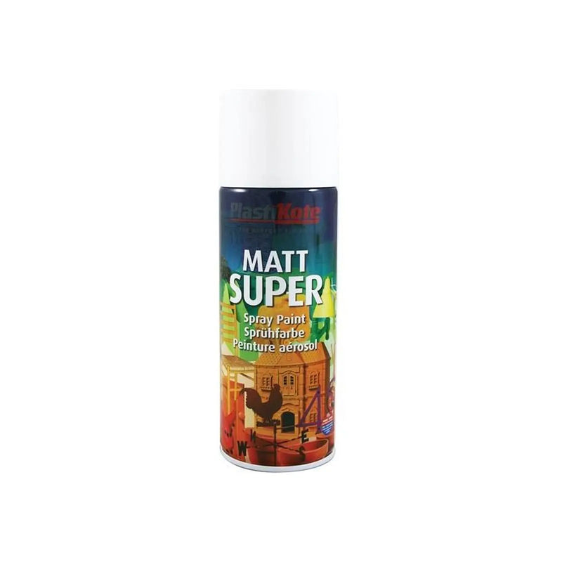 Plastikote Super Spray Matt White RAL 9016 400ml