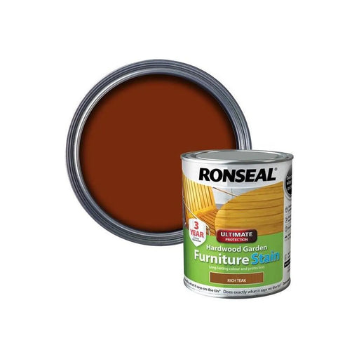 Ronseal Ultimate Protection Hardwood Garden Furniture Stain Rich Teak 750ml