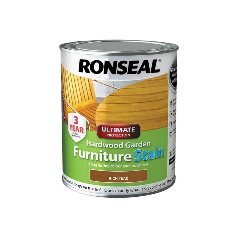 Ronseal Ultimate Protection Hardwood Garden Furniture Stain Rich Teak 750ml