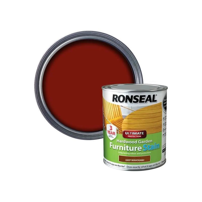 Ronseal Ultimate Protection Hardwood Garden Furniture Stain Deep Mahogany 750ml