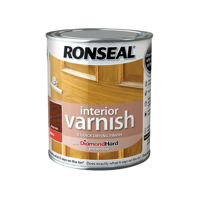 Ronseal Interior Varnish Quick Dry Gloss Dark Oak 250ml