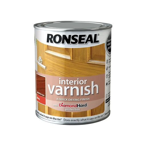 Ronseal Interior Varnish Quick Dry Gloss Medium Oak 250ml