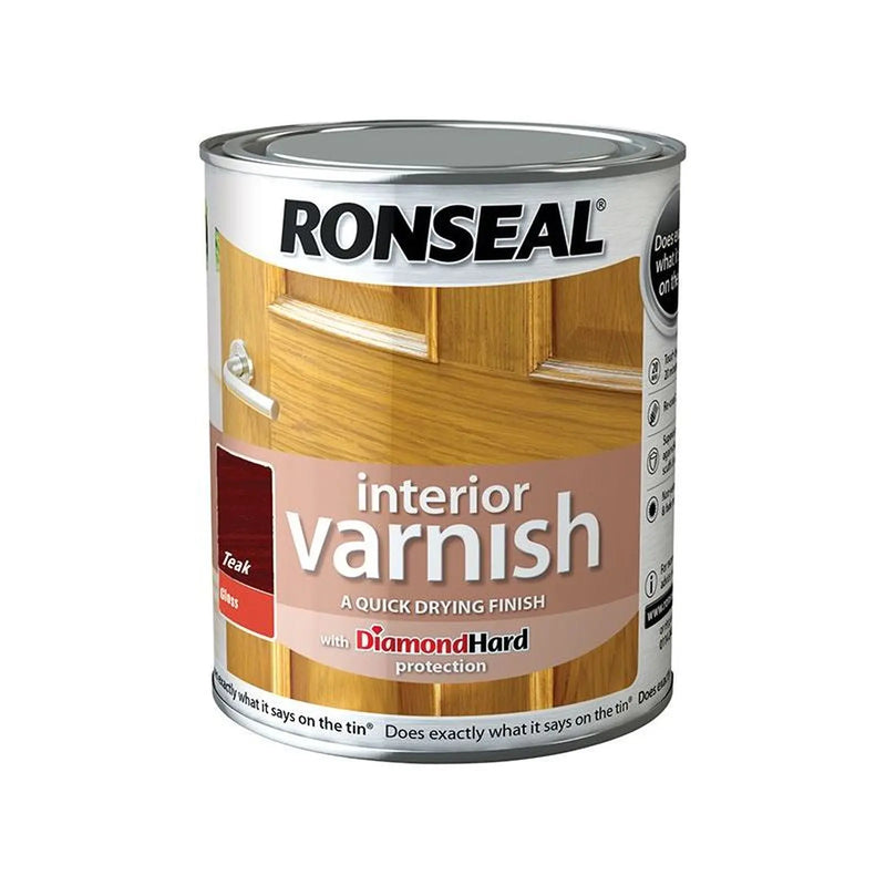 Ronseal Interior Varnish Quick Dry Gloss Teak 250ml