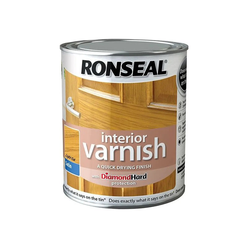 Ronseal Interior Varnish Quick Dry Satin Light Oak 750ml