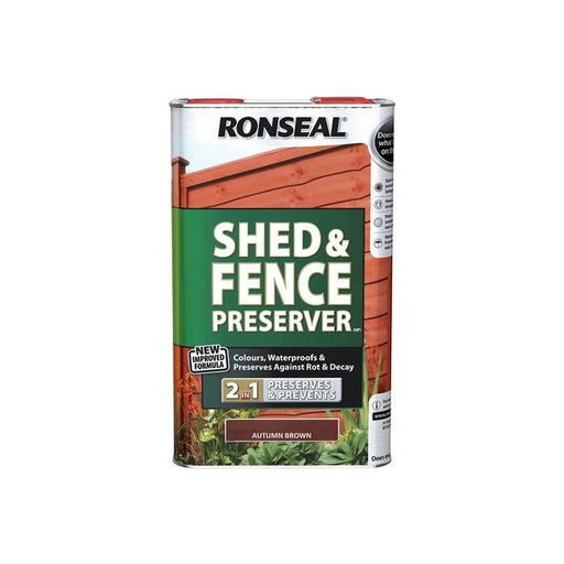 Ronseal Shed & Fence Preserver Autumn Brown 5 litre