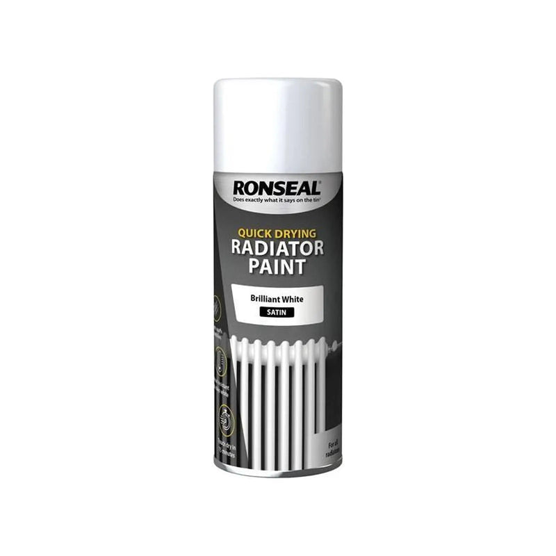 Ronseal One Coat Radiator Spray Paint Satin White 400ml