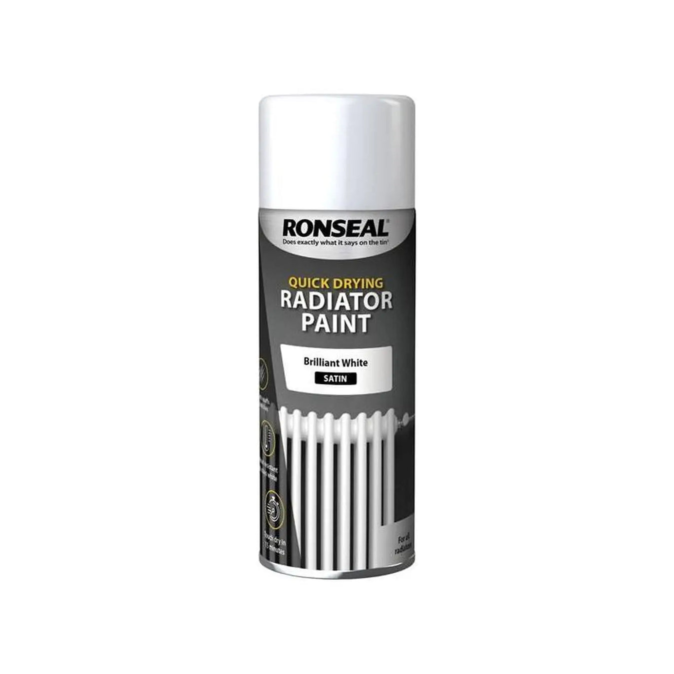Ronseal One Coat Radiator Spray Paint Satin White 400ml