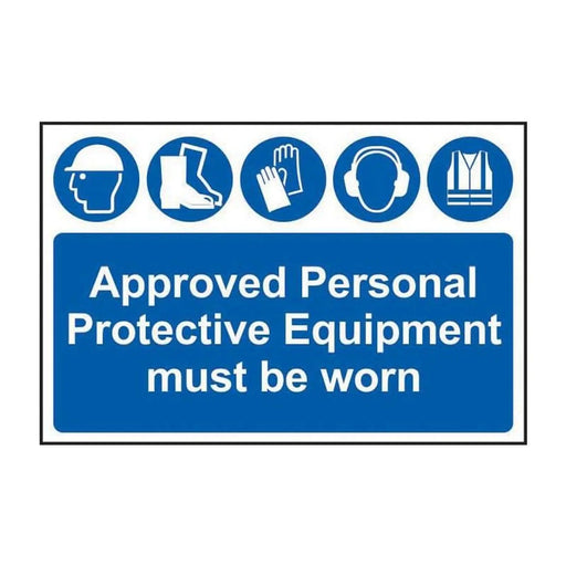 Scan Approved PPE Must Be Worn - PVC Sign 600 x 400mm