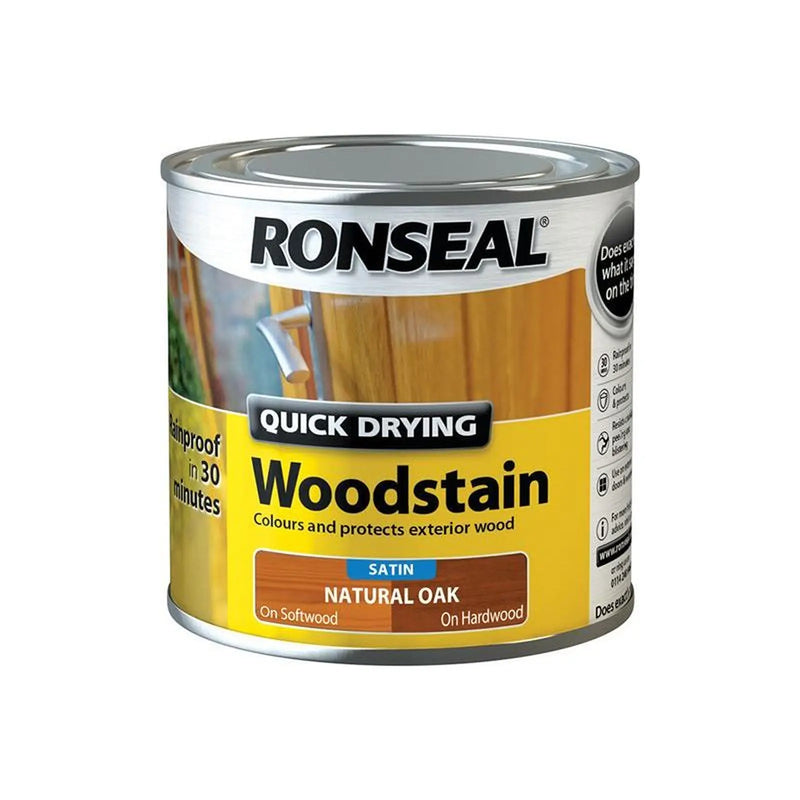 Ronseal Quick Drying Woodstain Satin Natural Oak 250ml