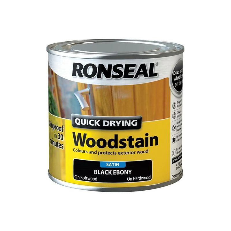 Ronseal Quick Drying Woodstain Satin Ebony 250ml