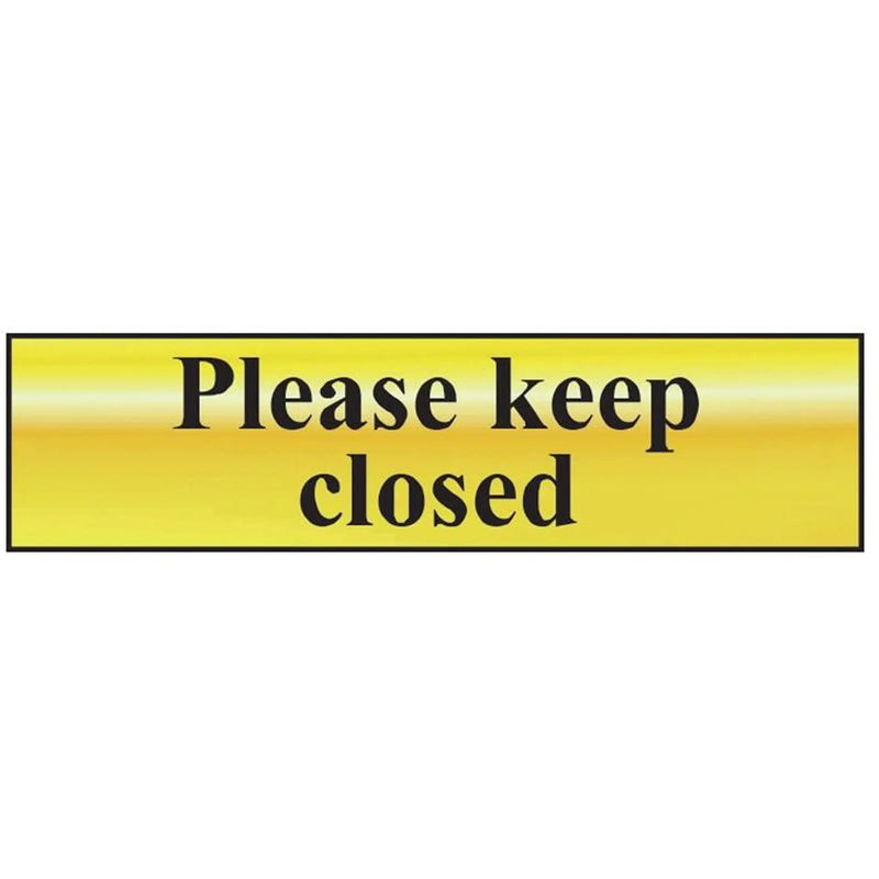 Scan Please Keep Closed - Polished Brass Effect 200 x 50mm