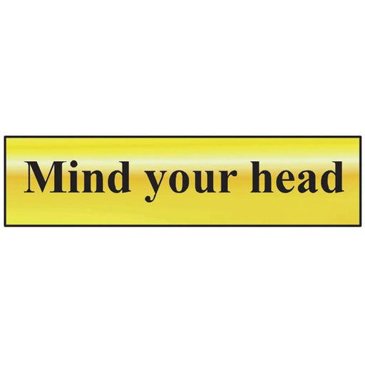 Scan Mind Your Head - Polished Brass Effect 200 x 50mm