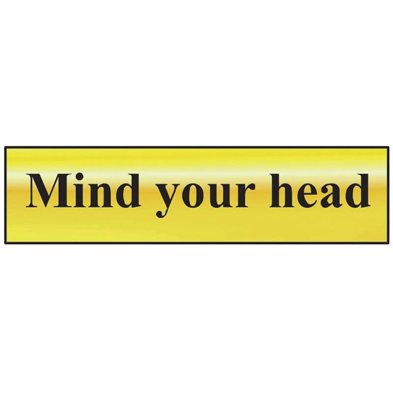 Scan Mind Your Head - Polished Brass Effect 200 x 50mm