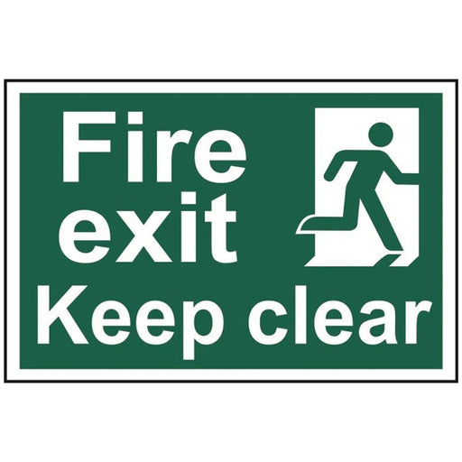 Scan Fire Exit Keep Clear - PVC Sign 300 x 200mm